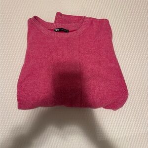 Zara Fuchsia Cropped Crewneck Sweater - Women's Knit